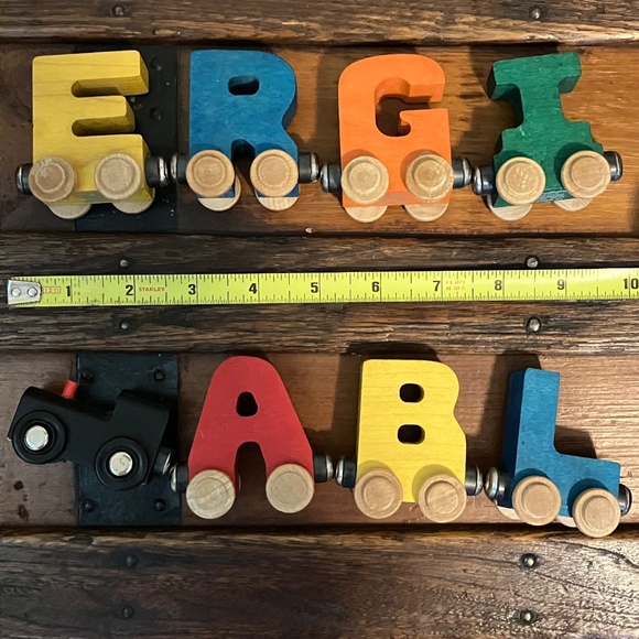 Lot of Name Trains Wooden Alphabet Letters Magnetic Train Wood Toy A E R G I B L - Picture 4 of 4